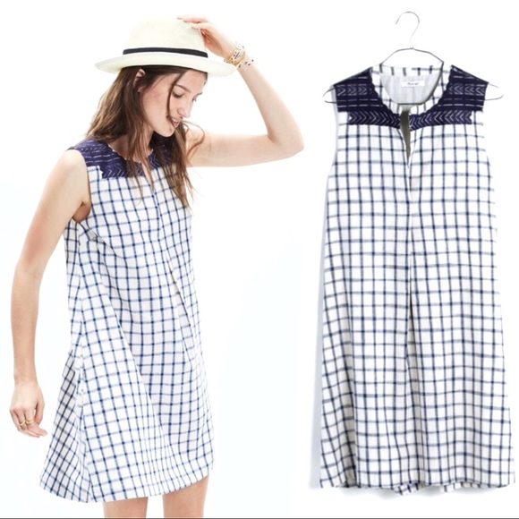 Madewell Sunray Embroidered Checkered Shirtdress S - Picture 2 of 8